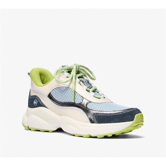 Michael kors Katrina Mixed-Media Trainer Running Sneakers Pale Blue Lace Up - Picture 1 of 5